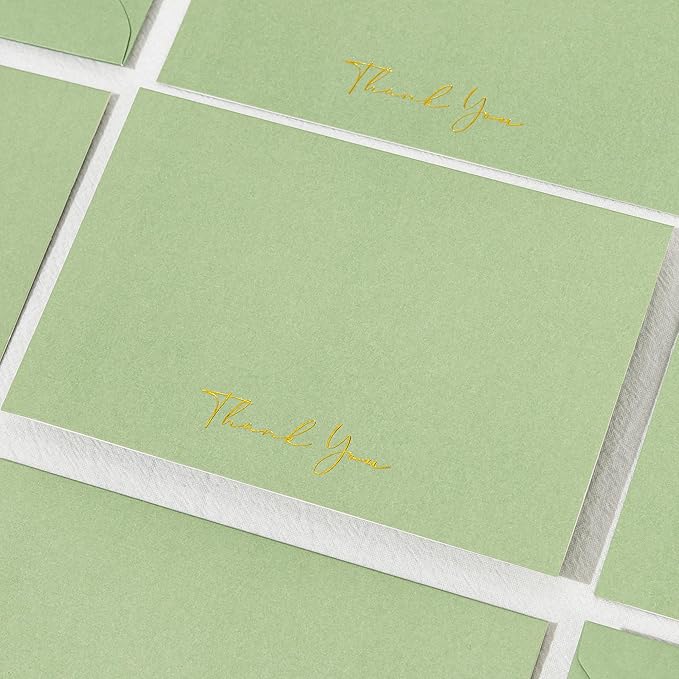 Crisky Thank You Cards with Envelopes & Stickers， 50 Pack Green Bridal Shower Graduation Thank You Cards Small Business, Wedding Baby Shower Birthday Funeral Notes Bulk