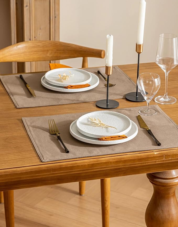 Cloth Placemats Set of 8 Machine Washable Burlap Brown Neutral Plate Coasters for Dining Table Mats Farmhouse Kitchen Table Decorations 12x18 Inch