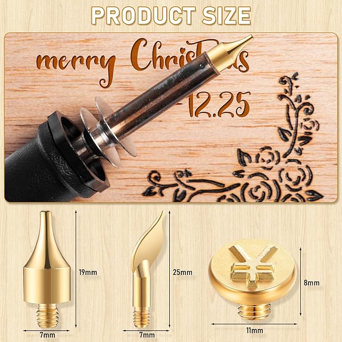 Honoson 28 Pieces Wood Burning Number Tips Stamps Kit Tool, Numbers and Symbol Copper Mold Carving Set for DIY Embossing Carve Crafts Wooden Burning Stencil Kits Hobby Woodworking Tools