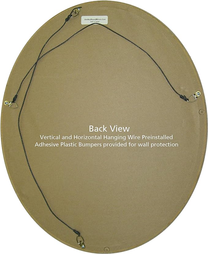 OVALCREST Oval Beveled Wall Mirror for Home Decor - Florence Style - Silver Leaf with Brown Antique - 28" x 24"