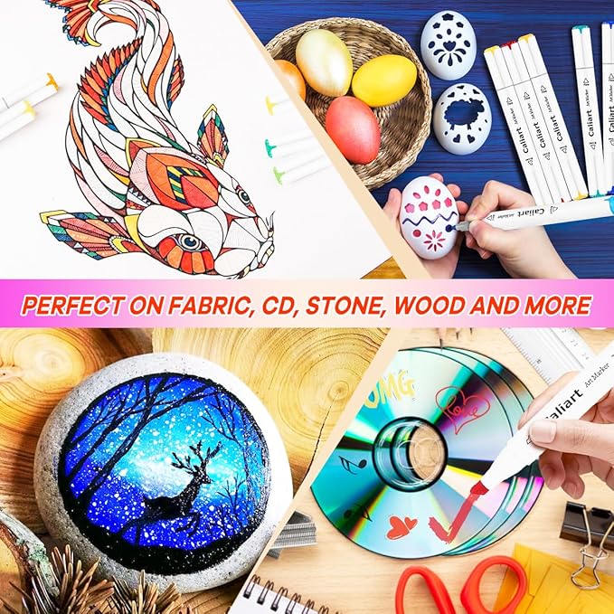 Caliart Alcohol Based Markers, 180 Colors Art Marker Set Fine & Chisel Dual Tip, Permanent Colored Pens for Adults Coloring Book Artists Illustration Sketch Lettering Drawing Cards Planner