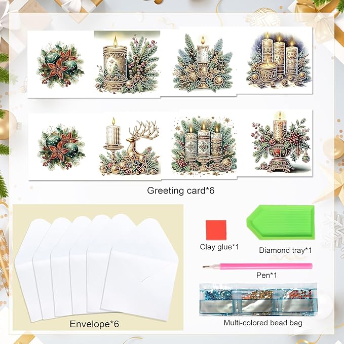 Diamond Painting Greeting Card Kit, Special Shaped Diamonds Painting, DIY Handcraft for Relatives and Friends with Wishes,Unique Design Crafting for Birthday or Holiday Cards