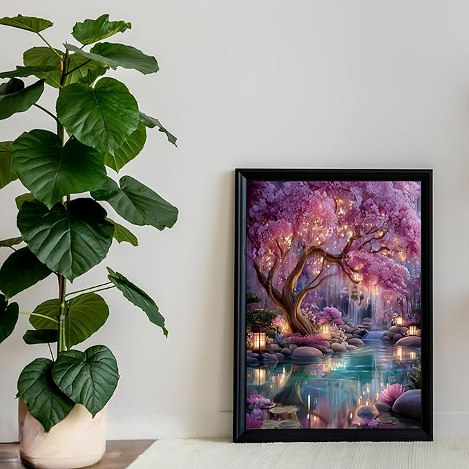Diamond Paintings Kits for Beginners,Full Round Drill Diamond Arts Kits for Adults,Glowing Dream Forest Paint by Diamond,5D DIY Diamond Painting Dot Gem Art, for Home Wall Decor 13.8x13.8 Inch