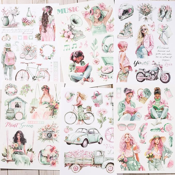 YagCu Journaling Stickers, Breezy Holiday Scrapbook Sticker Book, Junk Journal Supplies, Pre-Cut Aesthetic Scrapbooking for Adults, Decorative Ephemera Bullet Planner Arts Craft Collage