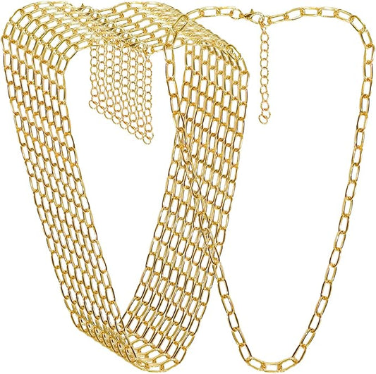 10 Pcs Chain Charm Necklace Bracelets Kit,DIY Paperclip Link Chain Necklaces with Lobster Clasps for Jewelry Making