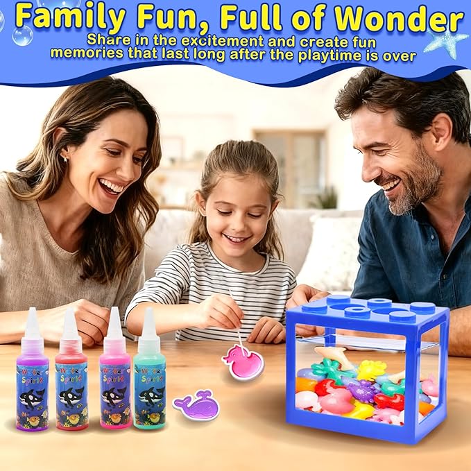 Hunfur Magic Water elf Toy Kit, 20 Magic Gels & 18 Molds–Make Your Own Water Pets Toys, Fun Activities DIY Crafts Kits for Kids Ages 4-8 8-12