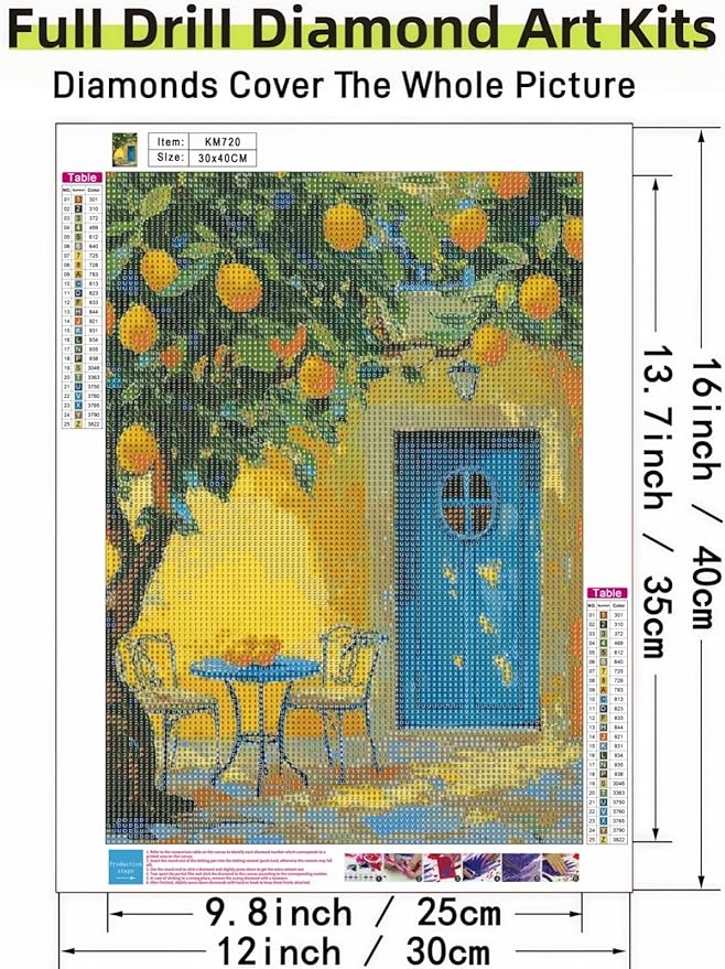 Lemon Tree 5D DIY Diamond Painting Kits for Adults, Diamond Art Kits for Beginners, Full Drill Dot Painting Gem Art Kits for Home Wall Decor11.8 x15.7 Inch