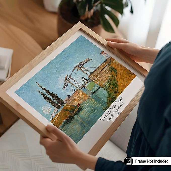 Monem Art Vintage Van Gogh Poster - Retro Langlois Bridge at Arles Print - Impressionism Art - Landscape Art - Fine Art - Classic Painting Art - Bedroom or Office Decor - 11x14 UNFRAMED Wall Art