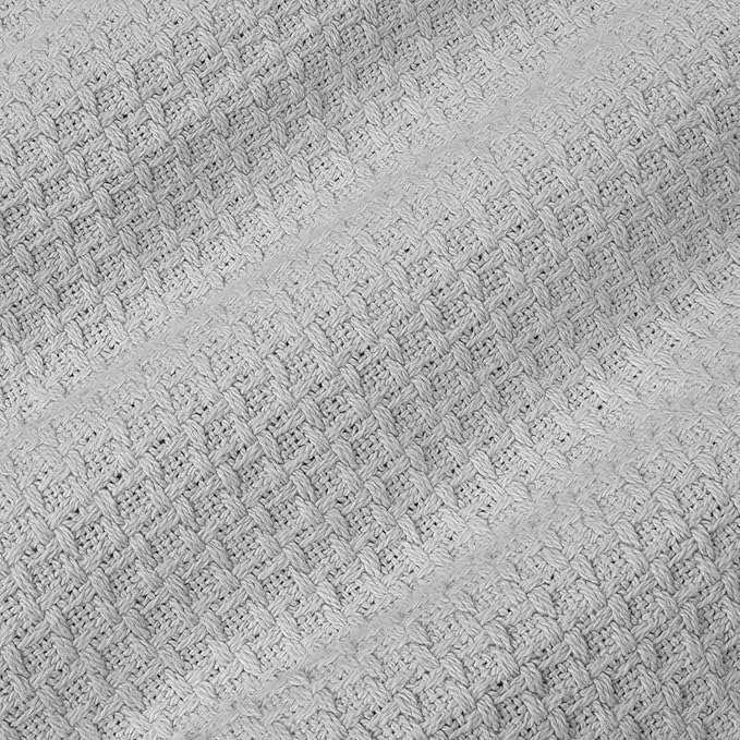 Sweet Home Collection 100% Fine Cotton Blanket Luxurious Weave Stylish Design Soft and Comfortable All Season Warmth, King, Silver (Pack of 1)