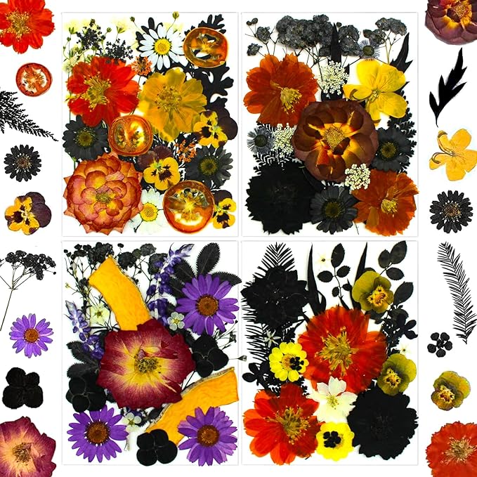 92 Pcs Dried Pressed Flowers Fruits for Resin Molds, Real Natural Bulk Dry Wildflowers Leaves Perfect for Epoxy, DIY Crafts, Nails, Soap Candles Jewelry Making, and Home Decor