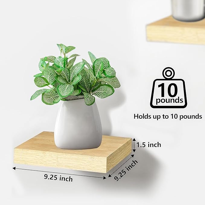 Sorbus Floating Shelves — Hanging Wall Shelves Decoration — Perfect Trophy Display, Photo Frames (Maple Wood)