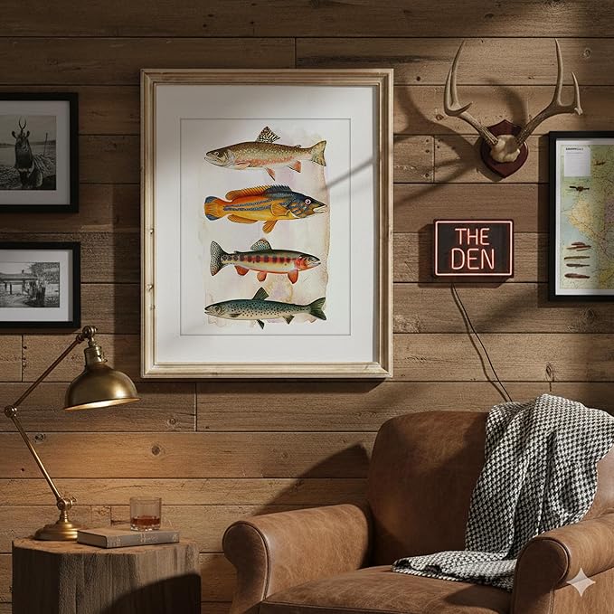 DREAM BIG PRINTABLES Vintage Fishing Decor Art Print - Unframed - 11x14 | Farmhouse Decor | Wall Art for Cabin, Lake House, or Fishing Enthusiast | Made in USA