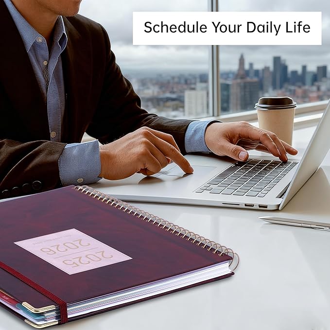 Yoment 2026 Planner Weekly and Monthly 8.5"x11" Large Hardcover Planner from Dec 2025 - Dec 2026 13 Months Calendar Academic Planners for Women Men Agenda Daily Weekly Yearly Planning with Tabs, Red