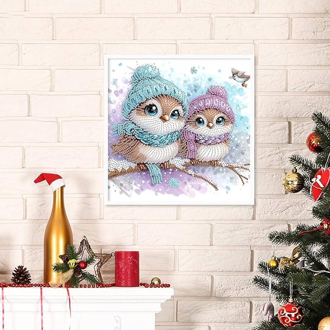 Tontut Diamond Painting Kit for Adult Beginners, Owl 5D Special Diamond DIY Crystal Rhinestone Crafts for Home Wall Decoration