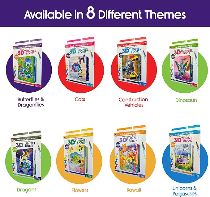 EyeConnect Crafts DIY Medium 3D Tunnel Book - Butterflies & Dragonflies | Creative Pop-in STEAM Craft Set for Kids & Teens | Paint & Customize with Mini Characters | Fun Pop-Up Art Activity Kit