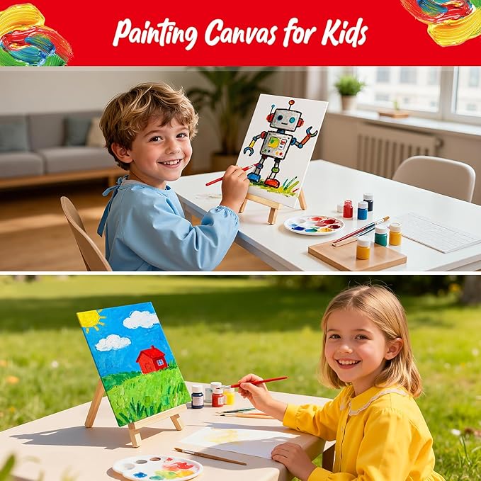 Canvas Boards for Painting 20 Pack, 4 of Each 4x4, 5x7, 8x10, 9x12,11x14 Primed White Art Canvas Panels for Acrylic, Oil Paint, Watercolor