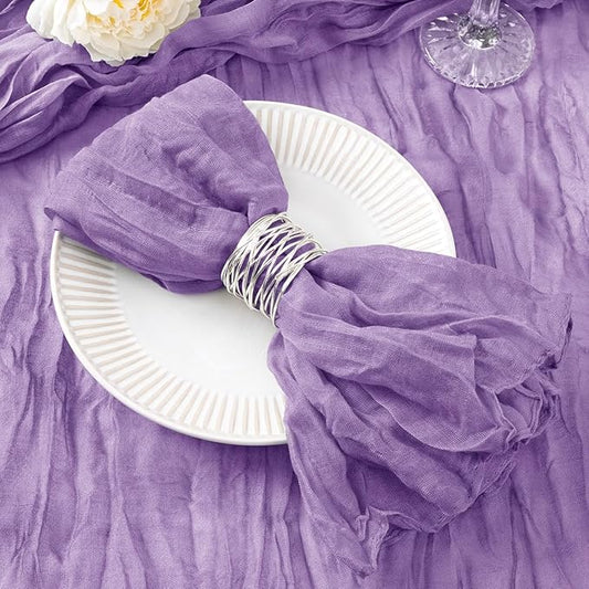 20 Pack Lavender Purple Cheesecloth Napkins Spring Cloth Napkins Set of 20 Dinner Napkins Bulk 21x21 Inches for Wedding Bridal Shower Baby Shower Valentine's Day