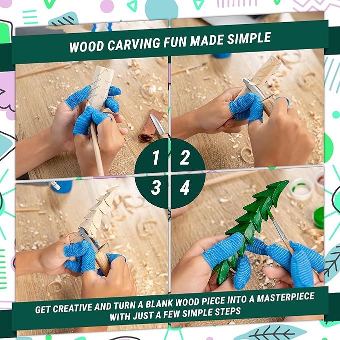 BeaverCraft Wood Carving Kit DIY 08 - Whittling Kit for Beginners - Hobby Kits Whittling Set Includes Safety Wood Carving Knife, Basswood Blocks