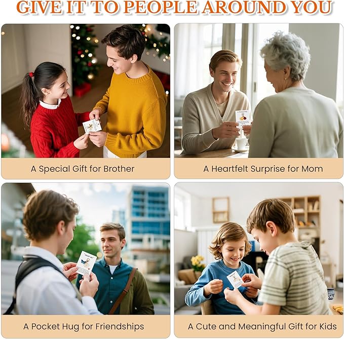 10 Sets Pocket Hug Card with Cute Mini Size Tokens, DIY Sentimental Gift for Encouragement Anxiety Relief & Emotional Support – Inspirational Keepsake for Friends Family Kids & Loved Ones