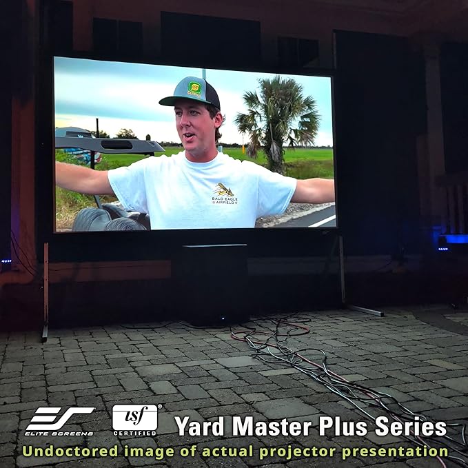 Elite Screens Yard Master Plus, 180-INCH 16:9 Height Setting Adjustable Portable Projector Screen, 4K HD Outdoor Indoor Movie Theater Front Projection, US Based Company 2-YEAR WARRANTY, OMS180H2PLUS