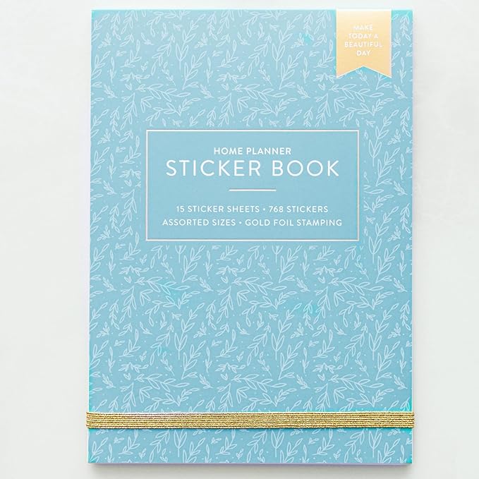 Home Planner Sticker Book 2nd Ed | Pack of 15 | 766 Total Stickers | Assorted Sizes | 5x7 Sheets of Stickers | Gold Foil Stamping | Fun Stickers for Home Planners, Journals and More