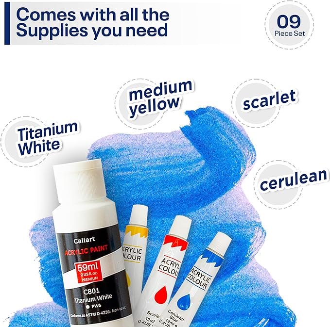 Painting4Real DIY Art Painting Kit for Adults – Learn to Paint Autumn Hill with Video Tutorials – 9 Pieces Acrylic Paint Set for Adults –Perfect Christmas Crafts & Holiday Gifts for Art Lovers