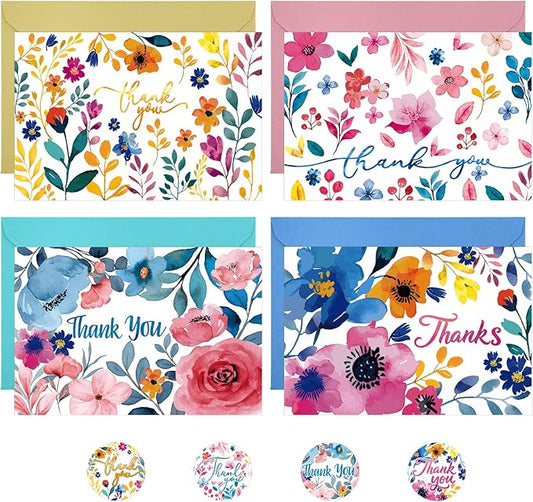 36 Pack Thank You Cards with Envelopes, 4x6 Inch Thank You Cards with Envelopes & Stickers, Greeting Card for Birthday, Wedding, Baby Shower, Bridal Shower, Thanksgiving, Christmas