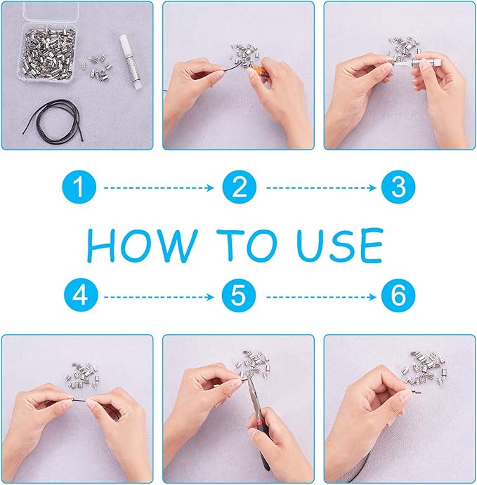 UNICRAFTALE About 80pcs 4 Sizes 2.5/3/4/5.5mm Leather Crimps Ends for Jewelry Making, Golden & Stainless Steel Color Folding Crimp Ends, Fold Over Cord Ends Jewelry Finding Kit for Bracelets