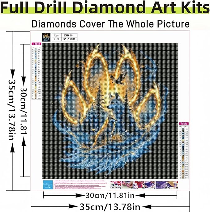 Wolf Diamond Art Kits for Adults, 5D Diamond Painting for Adult Beginners, DIY Full Drill Round Gem Painting Dot Art for Adults, Home Wall Decor 13.78x13.78 Inch