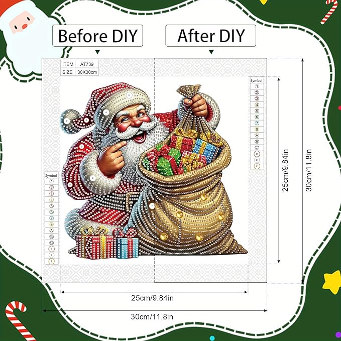 Tontut Diamond Painting Kits for Adult Beginners, Quirky Father Christmas 5D Special Diamond DIY Crystal Rhinestone Crafts for Christmas Home Wall Decoration