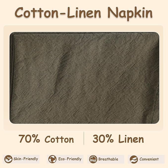 Urby Eco Hanky 10x10in Reusable Linen/Cotton Napkins. Small Cloth Napkins. Eco Friendly. Ideal Use As Kids Napkins for Lunch. Dinners. Occasions Like Weddings,Birthday,Cocktail Parties. (LGN,6pk)