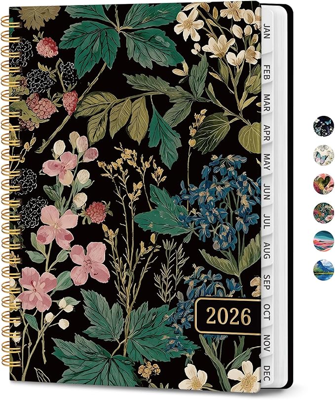 2026 Planner, Weekly and Monthly Planner for Women, January 2026 to December 2026, Pretty Hardcover 2026 Calendar Planner Book with Tabs, Inner Pocket, Spiral Bound, Perfect Office Home School Supplies - 8.5" x 11", Forest Botanica