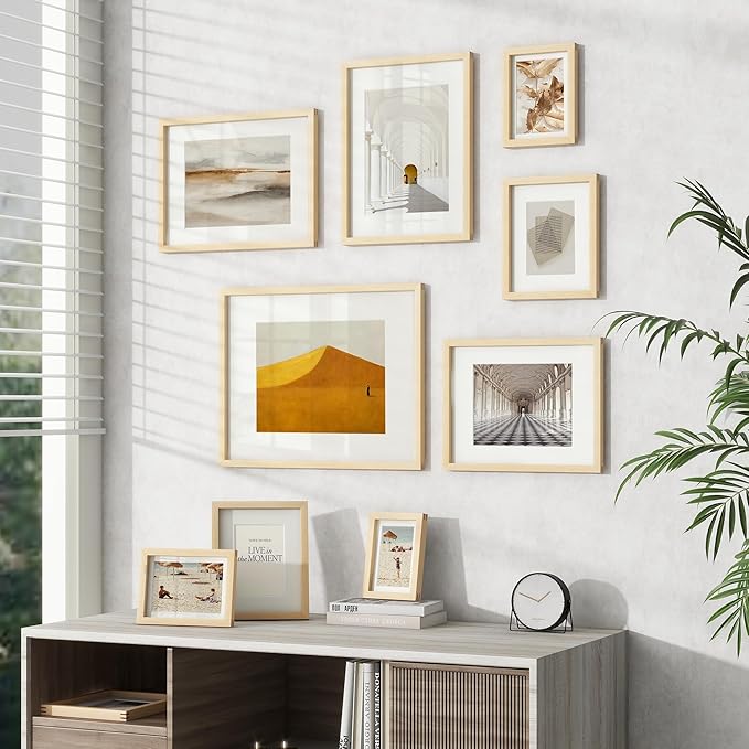 4x6 Picture Frame, USA-Sourced Natural Maple Wood Photo Collage Frame with HD Tempered Glass, Modern Simple 4 x 6 Wooden Frame Matted to 3.5x5, Gallery Wall Frames for Art, Wall or Tabletop Display