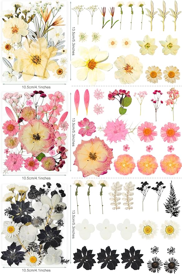 320PCS Dried Pressed Flowers Bulk for Resin, YouthBro Real Natural Pressing Flowers with Two Sheets Butterfly Stikers for Mold DIY Art Crafts,Home Décor,Cherish