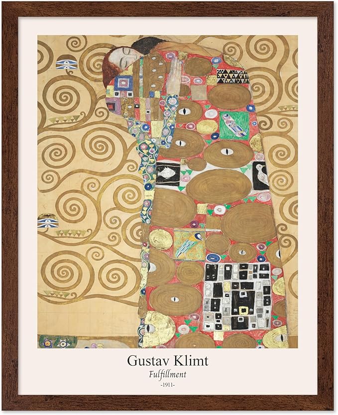 Poster Master Vintage Gustav Klimt Poster - Retro Fulfillment Print - Art Nouveau - Abstract Art - Symbolism Art - Aesthetic Art - Classic Painting - Living Room Wall Decor - 16x20 Brown Framed