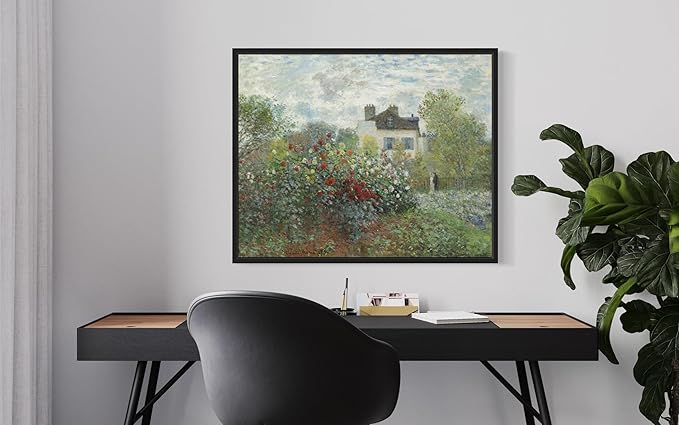 The Garden Claude Monet Wall Art Print Poster, Impressionist Painting Wall Art Wall Decor, for Bedroom and Living room Bathroom Decor 115 (The Garden, 8 x 10 inches, Black Frame)