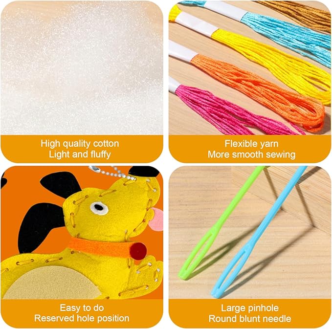 1 Set Kids Sewing Kit, Cute Stuffed Animal Felt Sewing Kit Different Felt Plushie Fun Kids Set DIY Craft Ornaments Educational Toys for Beginner Children