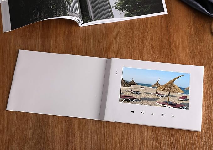 Video Greeting Card, Digital Brochures 7 inch for Special Holiday, Birthday Gift, Wedding, Anniversary, Marketing Rechargeable and LCD Screen for Video, 4G Memory