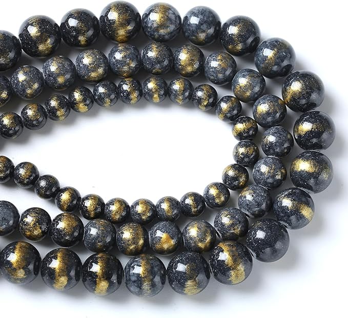 60pcs 6mm Natural Blue Black Lapis Lazuli Jade Beads for Jewelry Making Round Loose Beads DIY Bracelets Necklaces Energy Healing Stone Beads 15" (6mm, Blue Black Lapis Lazuli Jade)