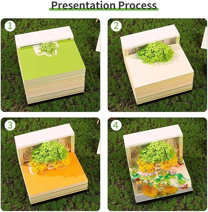 Time Piece Calendar 2026,3D Tree Tear-Away Memo Pad Creative Desk Calendars,3D Notepad Paper Carving Art Sticky Notes,3D Calendar 2026 Suitable for Room and Office Desktop Decoration