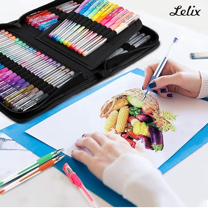 Lelix Gel Pens, 120 Pack Gel Pen Set, 60 Unique Colors with 60 Refills for Adults Coloring Books Drawing Doodling Crafts Scrapbooking Journaling