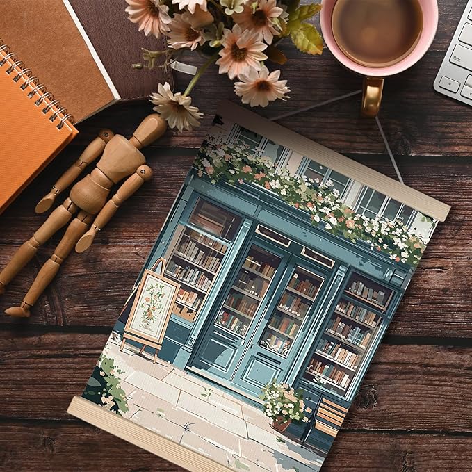 Vintage Floral Bookstore Reading Canvas Wall Art Poster, Retro Botanical Wall Decor Prints for Bookstore Bookshop Library Reading Room Nook Corner Classroom, 12x16 Inches