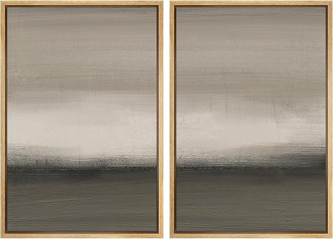 SIGNWIN Framed Canvas Print Wall Art Set Minimalist Neutral Gradient Illustration Modern Art Minimalism Decorative for Living Room, Bedroom, Office - 24"x36"x2 Natural