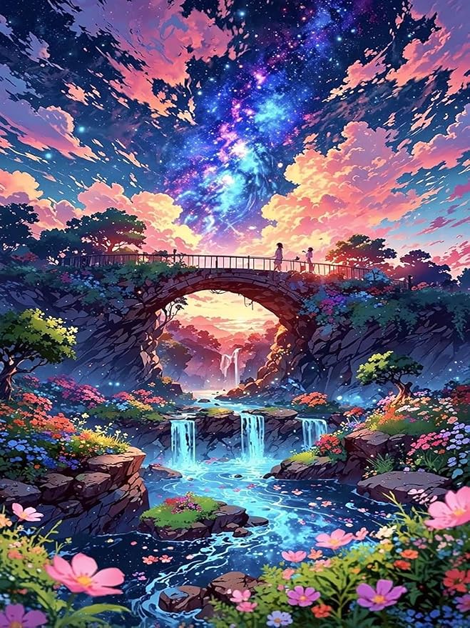 Mosaflare Paint by Numbers for Adults Beginner, Landscape Scenery Adult Paint by Number Kits on Canvas, DIY Scenery Acrylic Oil Easy Painting by Numbers for Home Wall Decor 12X16 inch (Without Frame)