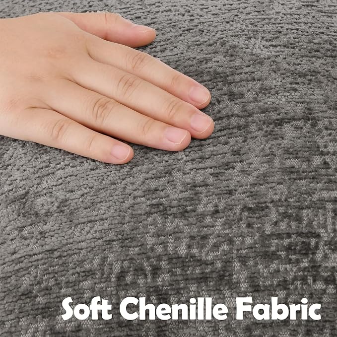 Pack of 2 Grey Decorative Throw Pillow Covers 18x18 Cozy Soft Chenille Accent Vintage Square Couch Pillow Covers for Home Decor Bed Sofa Living Room