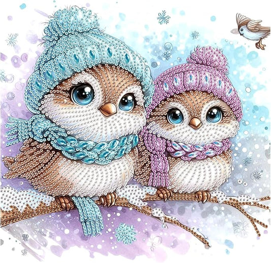 Tontut Diamond Painting Kit for Adult Beginners, Owl 5D Special Diamond DIY Crystal Rhinestone Crafts for Home Wall Decoration