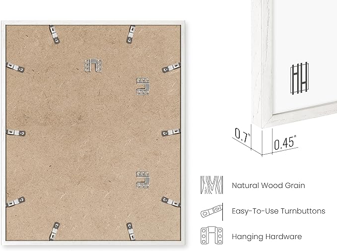 HAUS AND HUES White Oak Wood 16x20 Picture Frames - Set of 3, Modern Frames for Posters and Photos