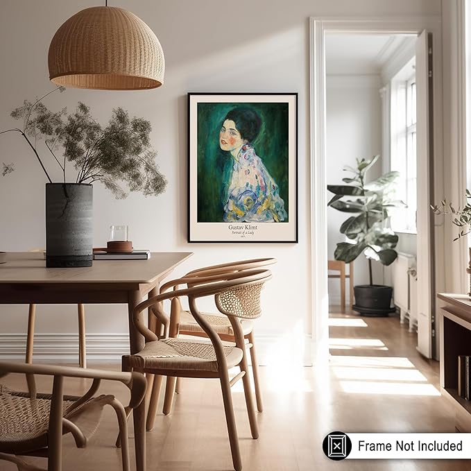 Poster Master Vintage Gustav Klimt Poster - Retro Portrait of a Lady Print - Expressionism Art - Woman Art - Classic Painting - Aesthetic Art - Living Room or Office Decor - 18x24 UNFRAMED Wall Art