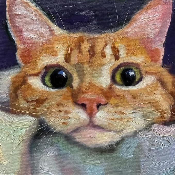 JYXSJYYD Paint by Numbers Kit for Adults Beginner,Ginger Cat Easy Paint by Number Kits Canvas Without Framed,Cute Cat DIY Acrylic Oil Painting Adults Paint by Numbers Kits for Home Decor 16x16 Inch
