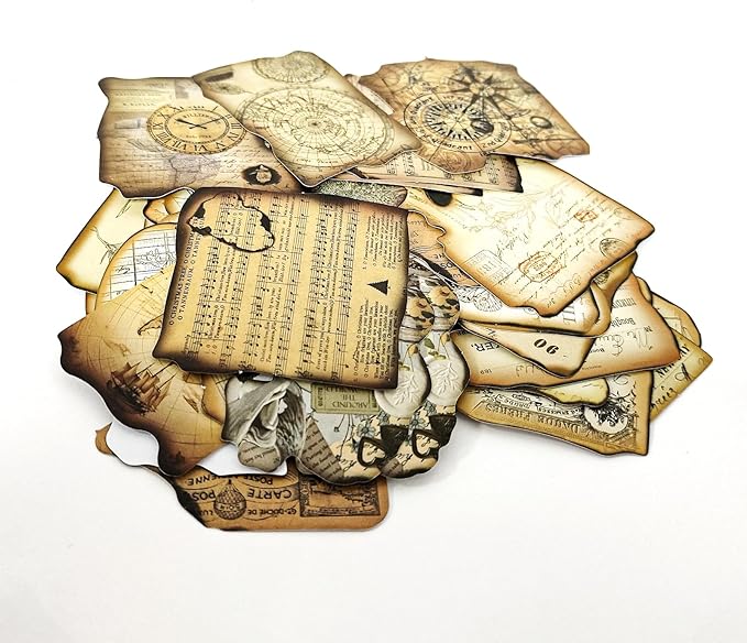 PRSTINCOL Vintage Journaling Stickers,Scrapbook Supplies for Planners,100Pcs Junk Journal Supplies with Antique Map Prints, Distressed Edges for Kids Teenagers Adults